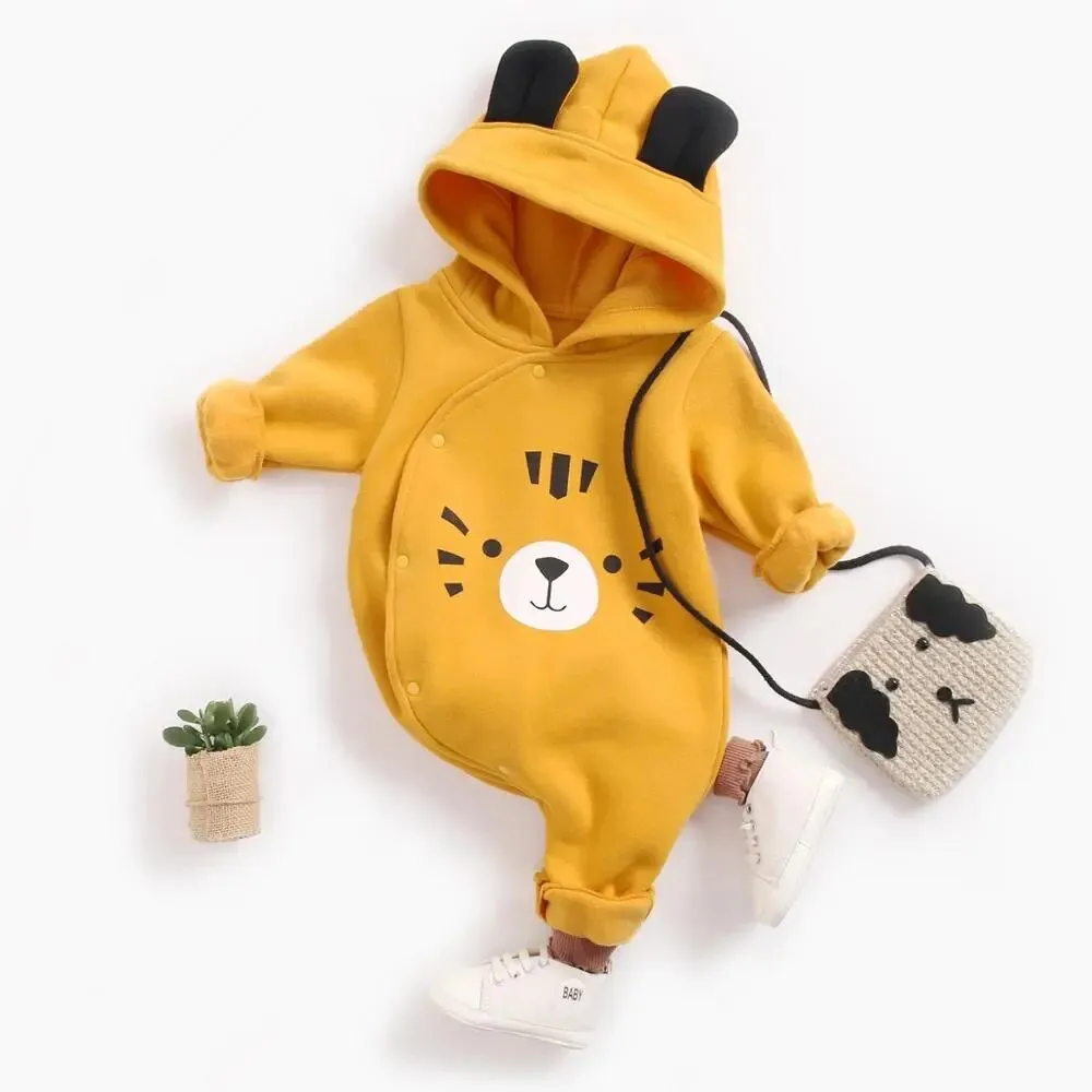 0-3T New Fall Cute Cartoon Infant Toddler Hoodies BabyBoy Autumn Clothing Hooded Romper Jumper Toddler Baby Hoodies