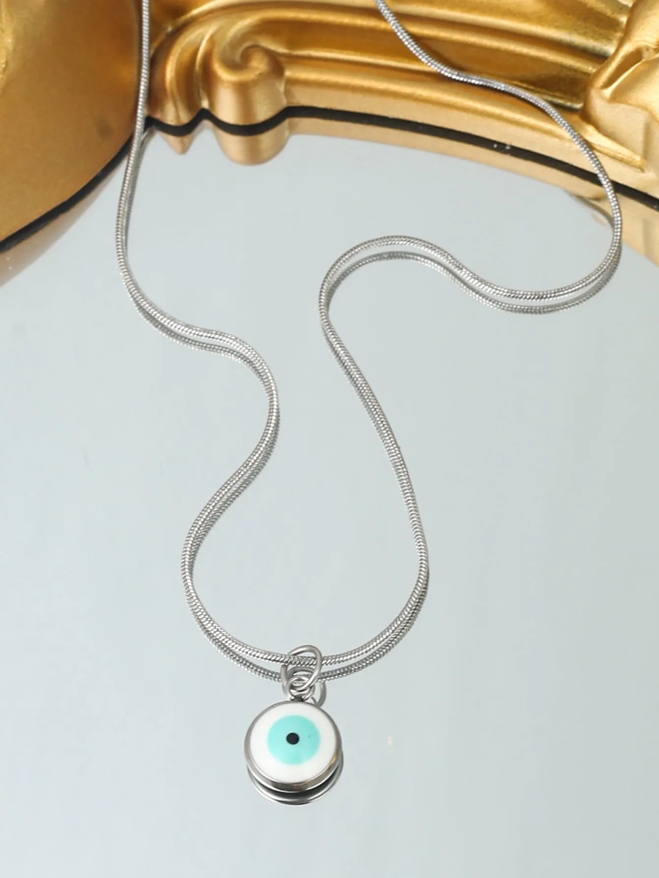 1pc Fashion Stainless Steel Eye Pendant Necklace For Women For Daily Decoration