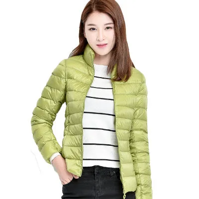 2018 New Women Winter Coat Fashion 90% White Duck Down Jacket Ultralight Portable Slim Down Coat Female Winter Jackets Parkas