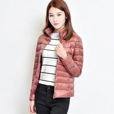 2018 New Women Winter Coat Fashion 90% White Duck Down Jacket Ultralight Portable Slim Down Coat Female Winter Jackets Parkas