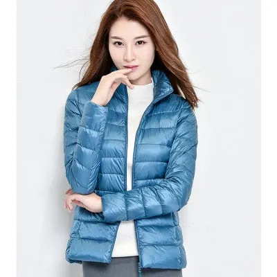 2018 New Women Winter Coat Fashion 90% White Duck Down Jacket Ultralight Portable Slim Down Coat Female Winter Jackets Parkas