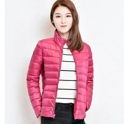 2018 New Women Winter Coat Fashion 90% White Duck Down Jacket Ultralight Portable Slim Down Coat Female Winter Jackets Parkas