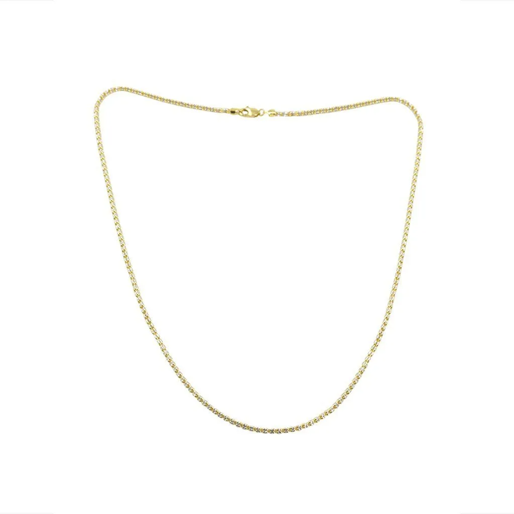 22K Multi Tone Gold Chain W/ Textured Link Pattern & Bead-Like Accents