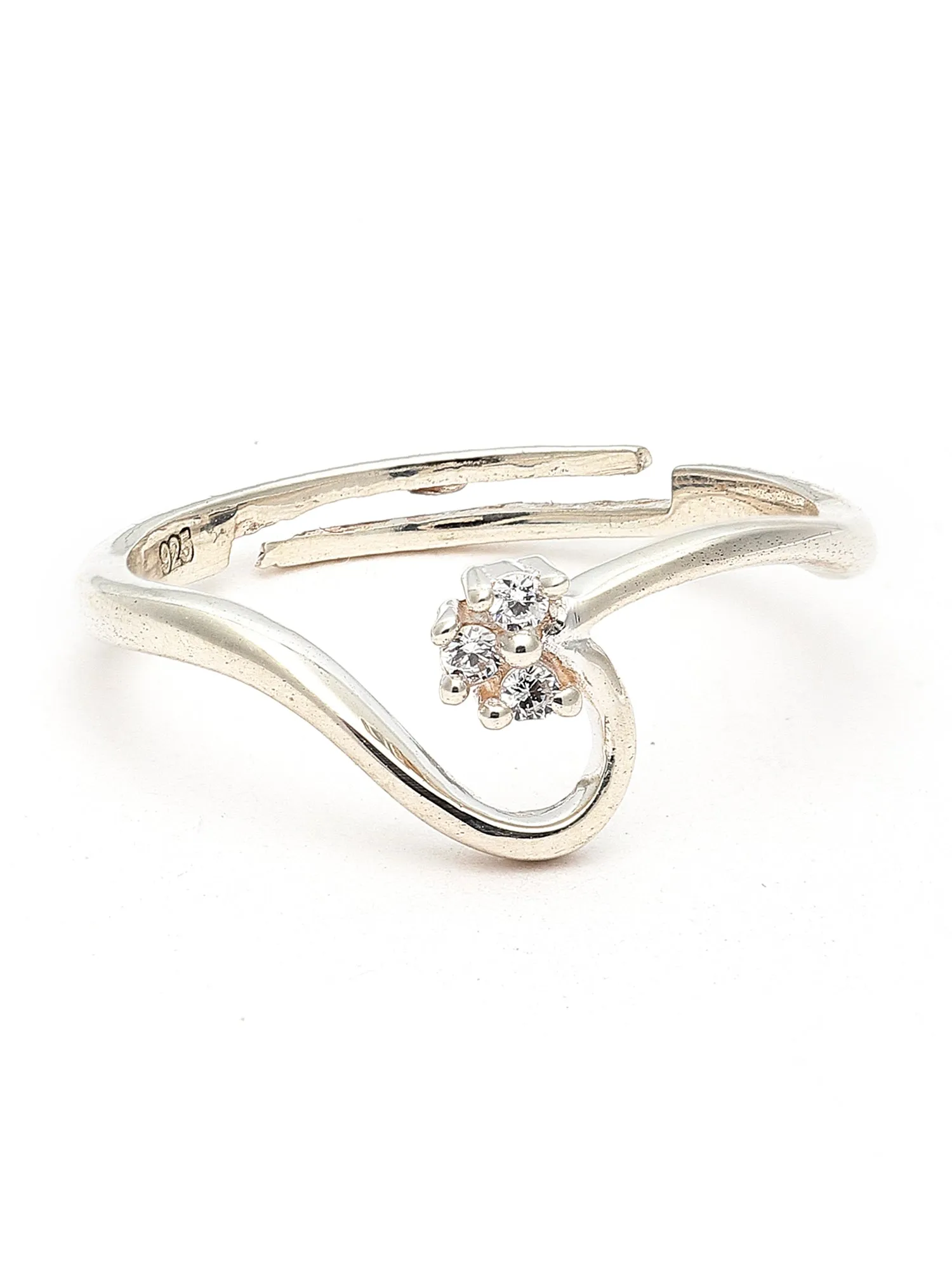 925 Sterling Silver Adjustable Crystal Adjustable Ring for Women