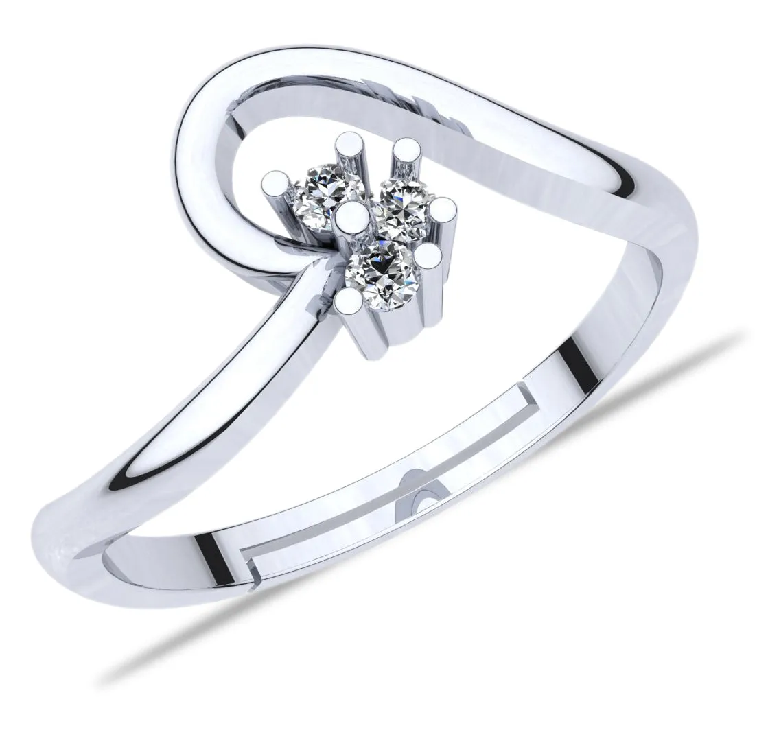925 Sterling Silver Adjustable Crystal Adjustable Ring for Women