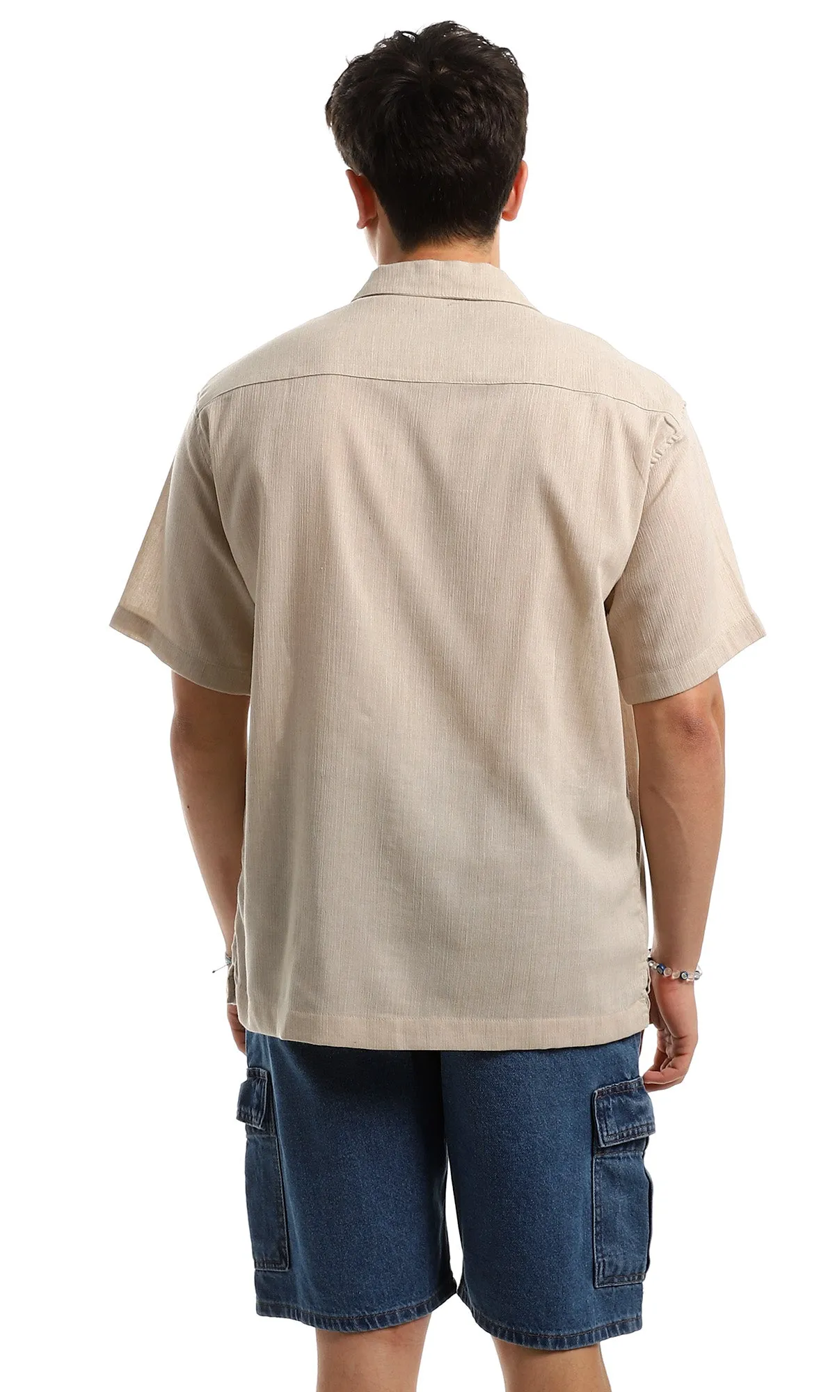 97103 Pale Beige Short Sleeves Summer Shirt