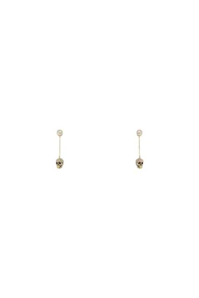 ALEXANDER MCQUEEN skull earrings with pavé and chain
