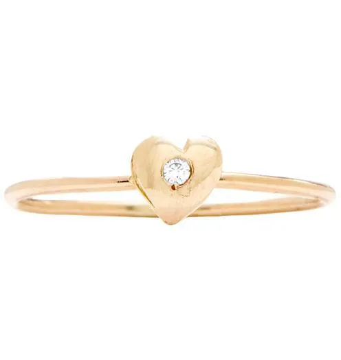 Baby Heart Stacking Ring With Diamond