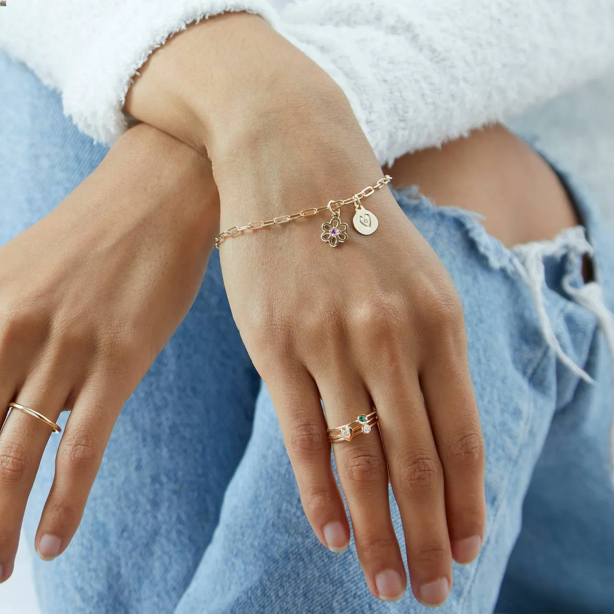 Baby Heart Stacking Ring With Diamond