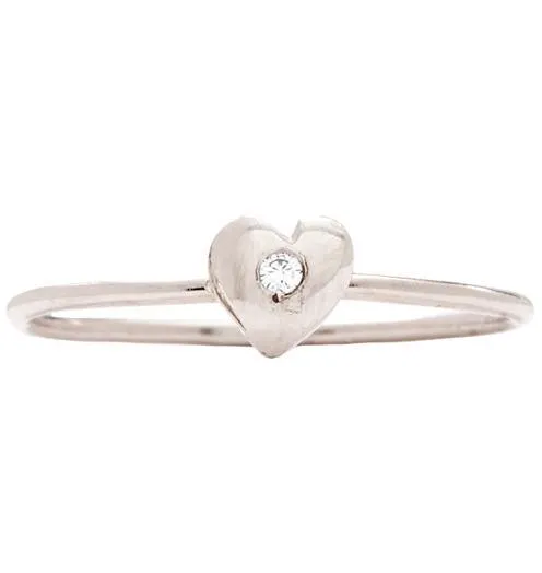 Baby Heart Stacking Ring With Diamond