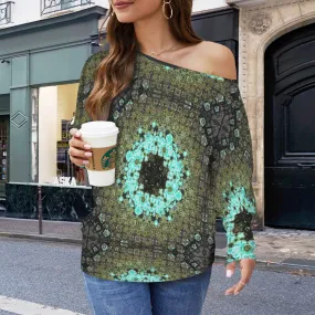 Batwing Long Sleeve Sweater Blue Algae