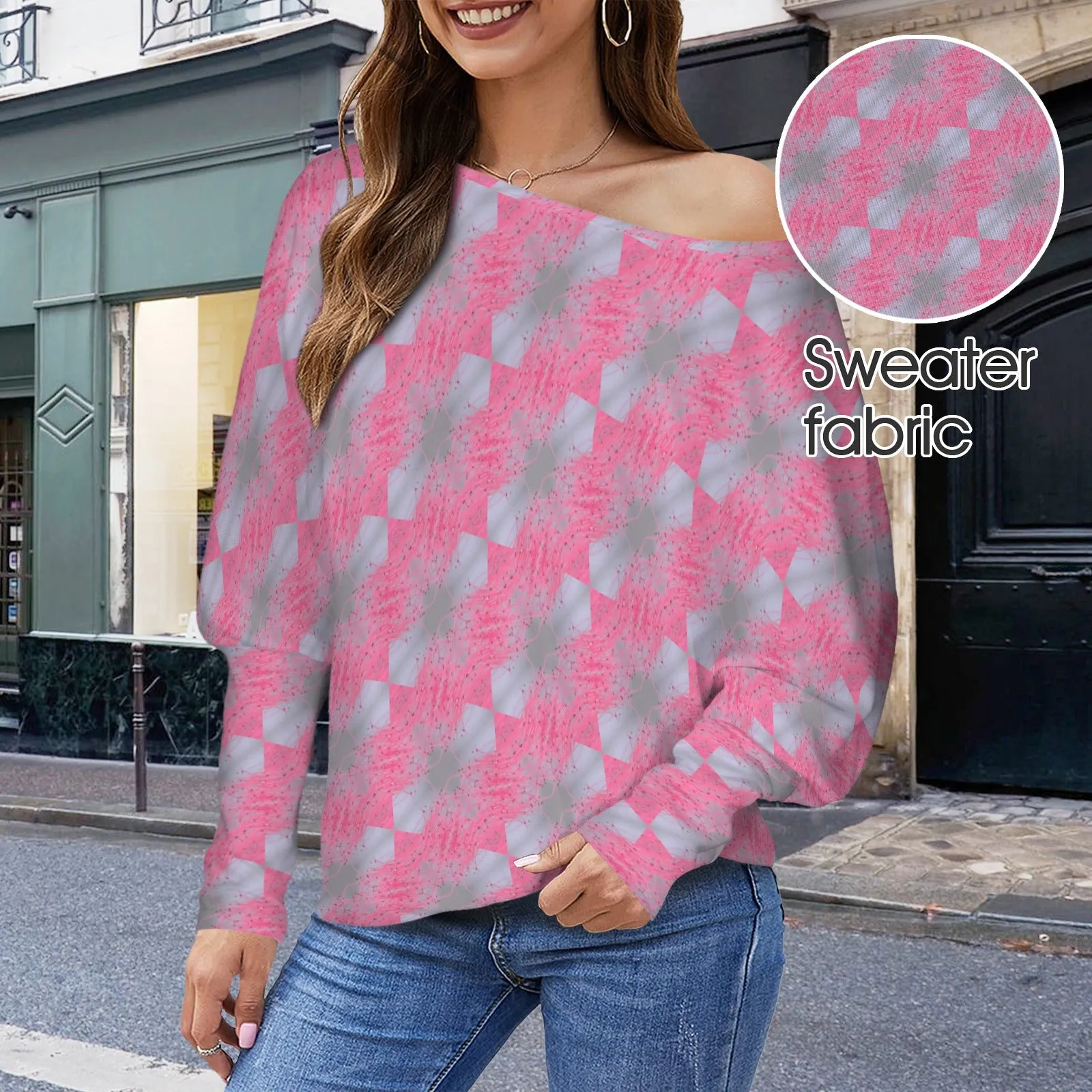 Batwing Long Sleeve Sweater Pink and Periwinkle Butterfly Balm