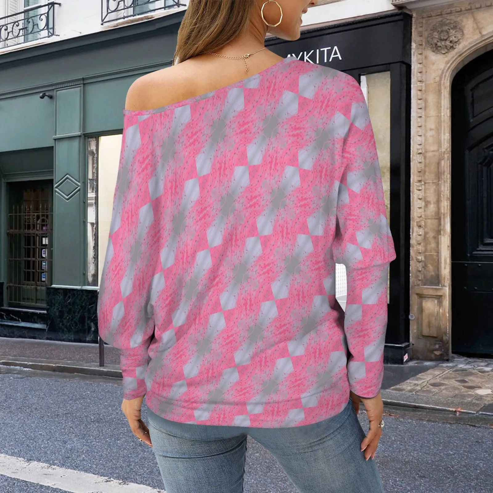 Batwing Long Sleeve Sweater Pink and Periwinkle Butterfly Balm