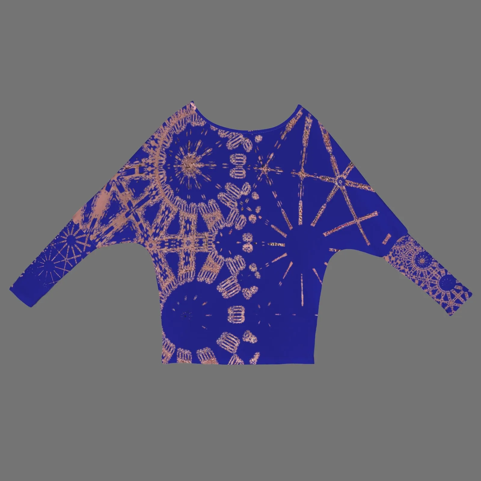 Batwing Sleeve Sweater Indigo and Rose Gold Graphic