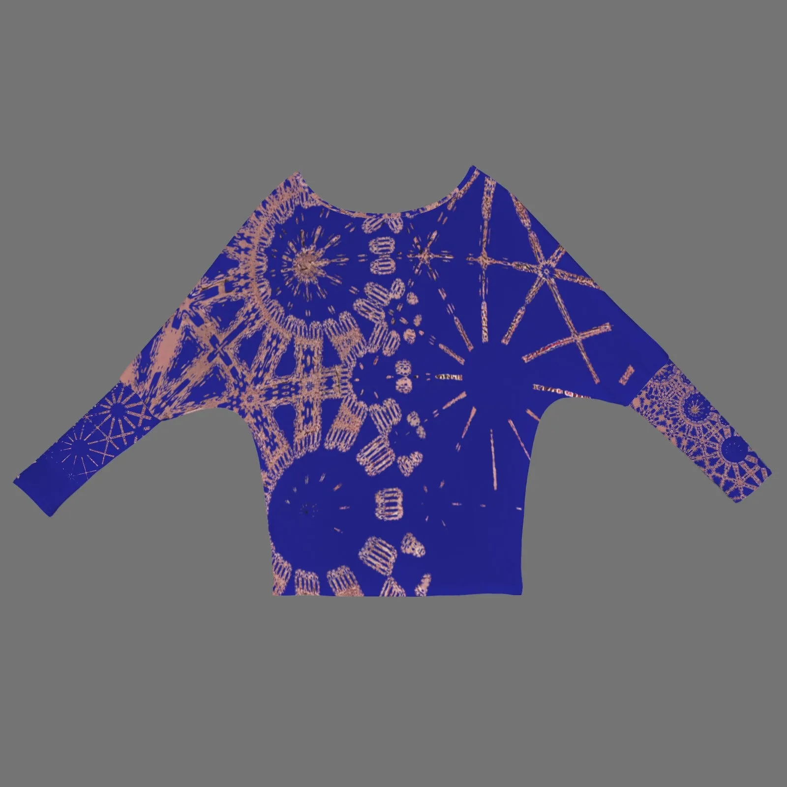Batwing Sleeve Sweater Indigo and Rose Gold Graphic