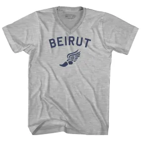 Beirut Running Track Winged Foot Adult Cotton V-neck T-shirt
