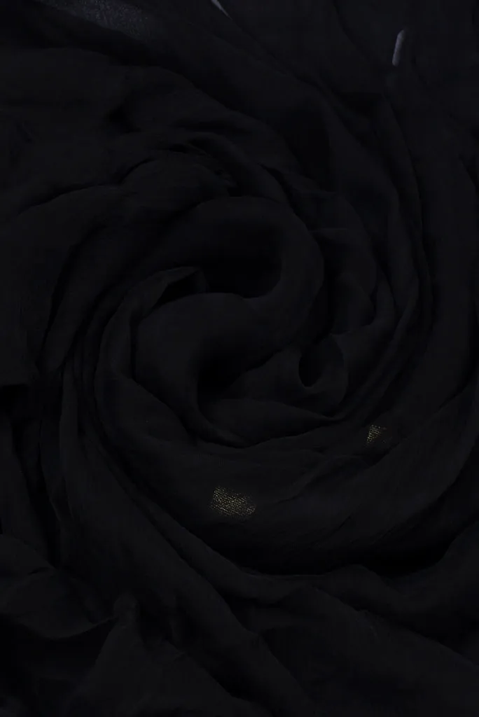 Black & Gold Border Chiffon Fabric