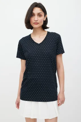 Black Rhinestone V-Neck T-Shirt