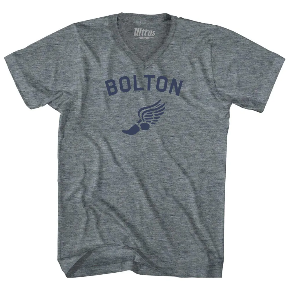 Bolton Running Track Winged Foot-Adult Tri-Blend V-neck T-shirt