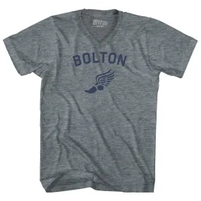 Bolton Running Track Winged Foot-Adult Tri-Blend V-neck T-shirt