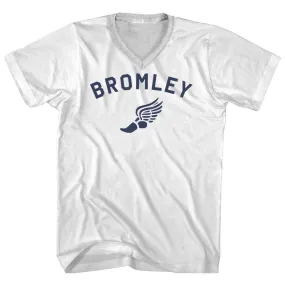 Bromley Running Track Winged Foot Adult Cotton V-neck T-shirt