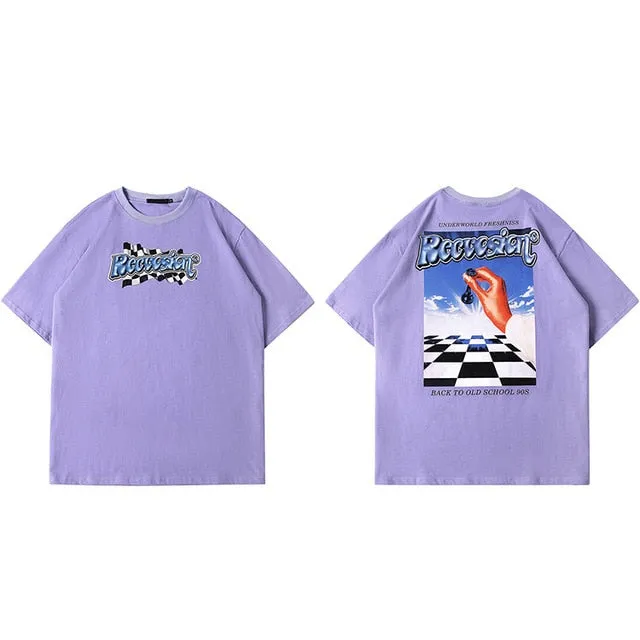 Chess Letter Print Short Sleeve T Shirt