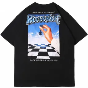 Chess Letter Print Short Sleeve T Shirt
