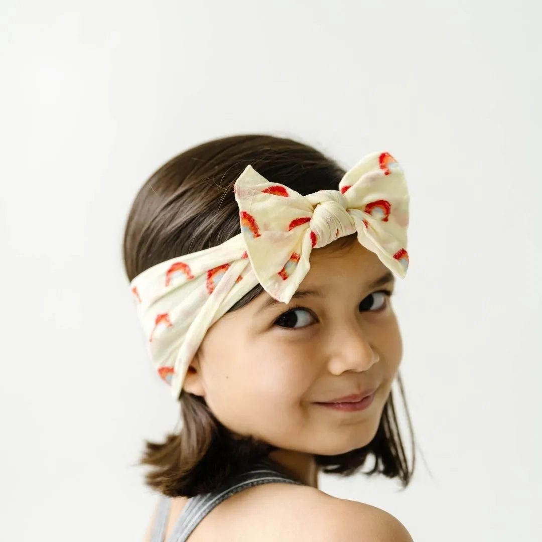 Daffodil Pastel Rainbow Shabby Knot Headband