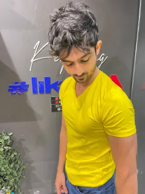 Dark Lemon V neck Basic Tshirt