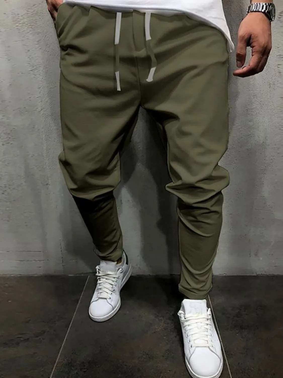 Drawstring Casual Cropped Slim Pants