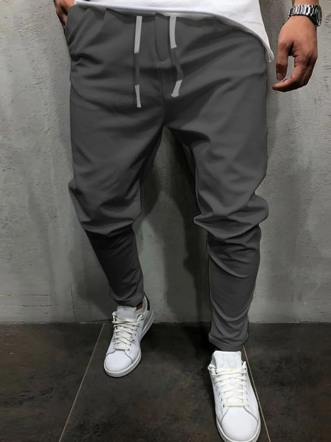 Drawstring Casual Cropped Slim Pants