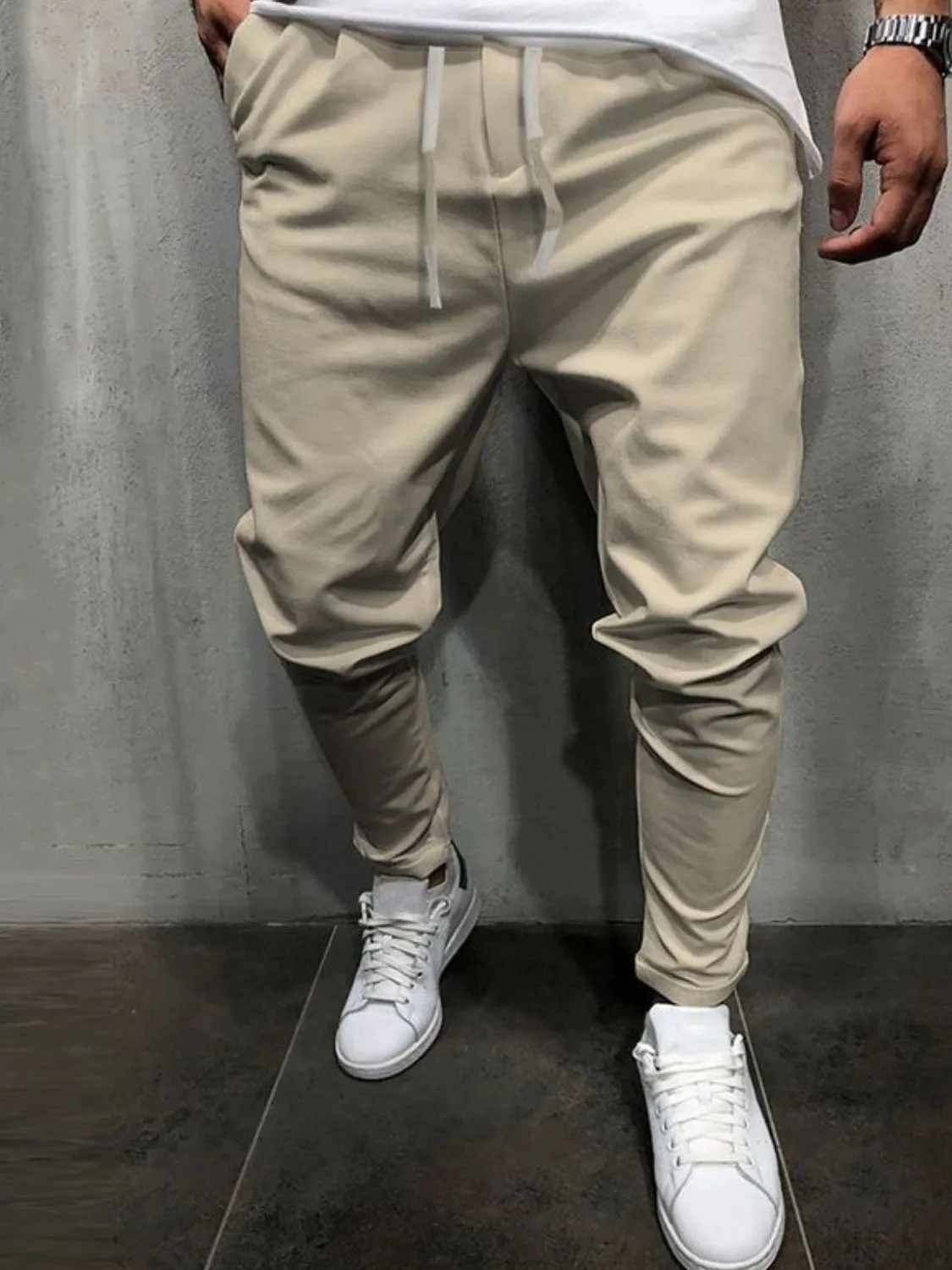 Drawstring Casual Cropped Slim Pants