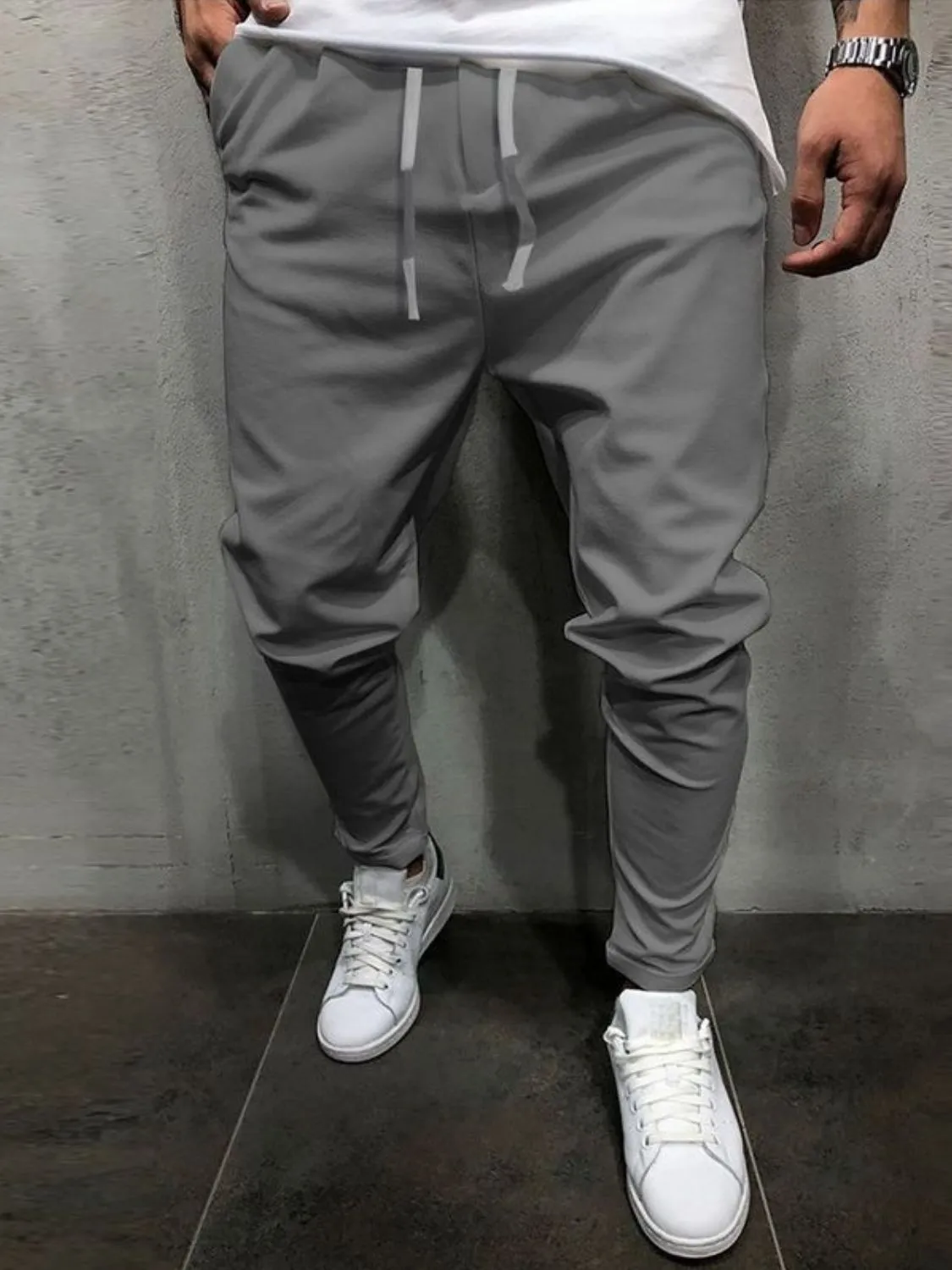 Drawstring Casual Cropped Slim Pants