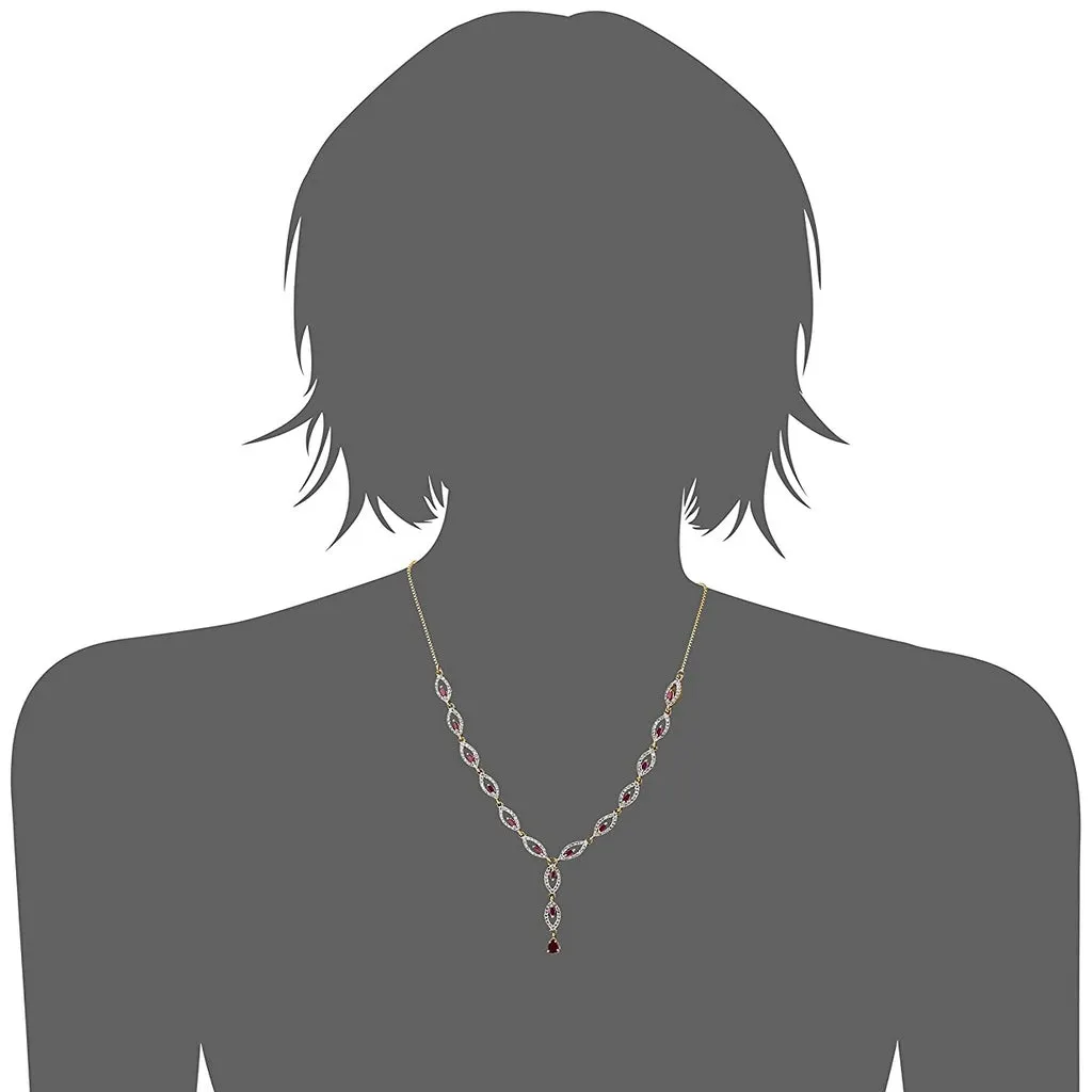 Estele - 24 CT gold plated Pretty Necklace Set for Women with Austrian Crystals and Ruby stones