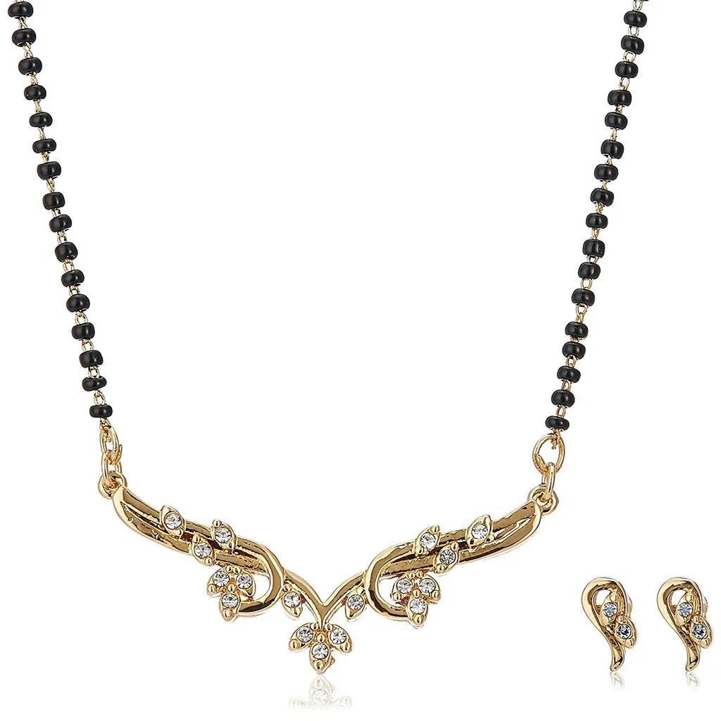 Estele 24 Kt Gold Plated Floral Mangalsutra Necklace Set