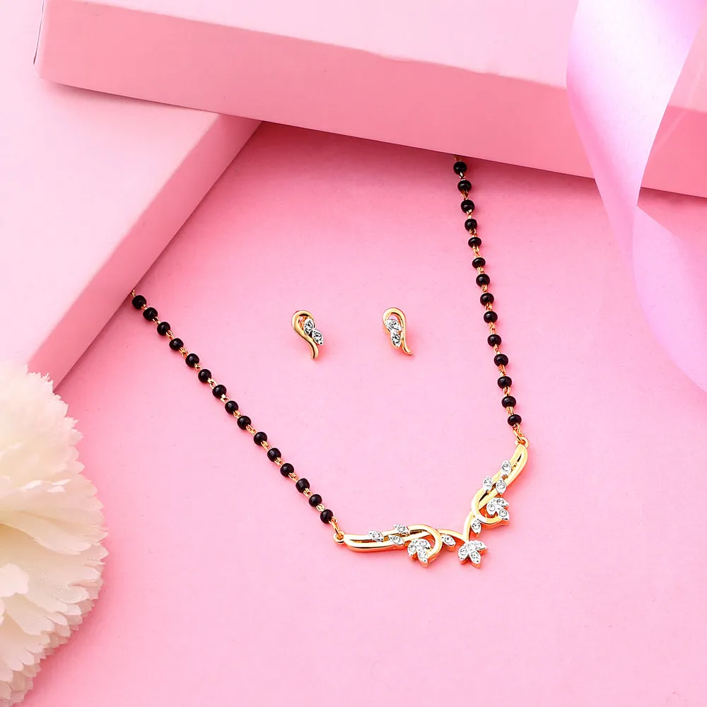 Estele 24 Kt Gold Plated Floral Mangalsutra Necklace Set