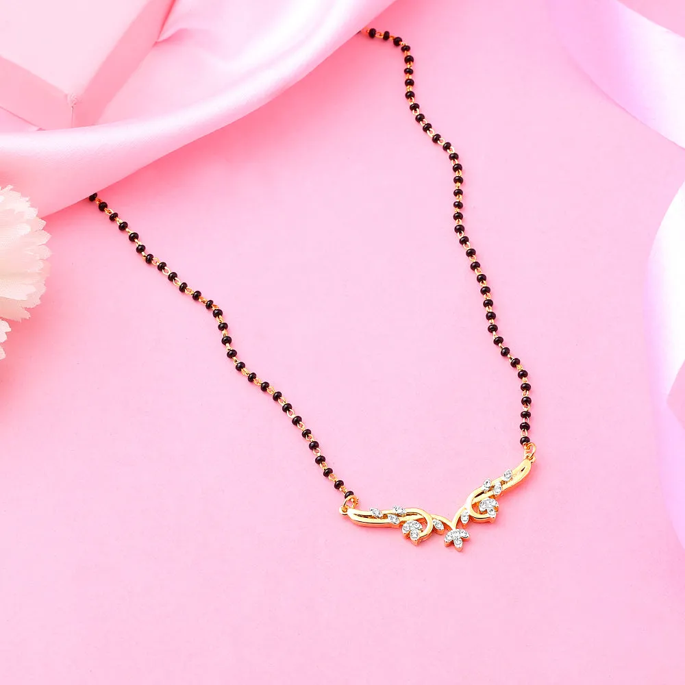 Estele 24 Kt Gold Plated Floral Mangalsutra Necklace Set