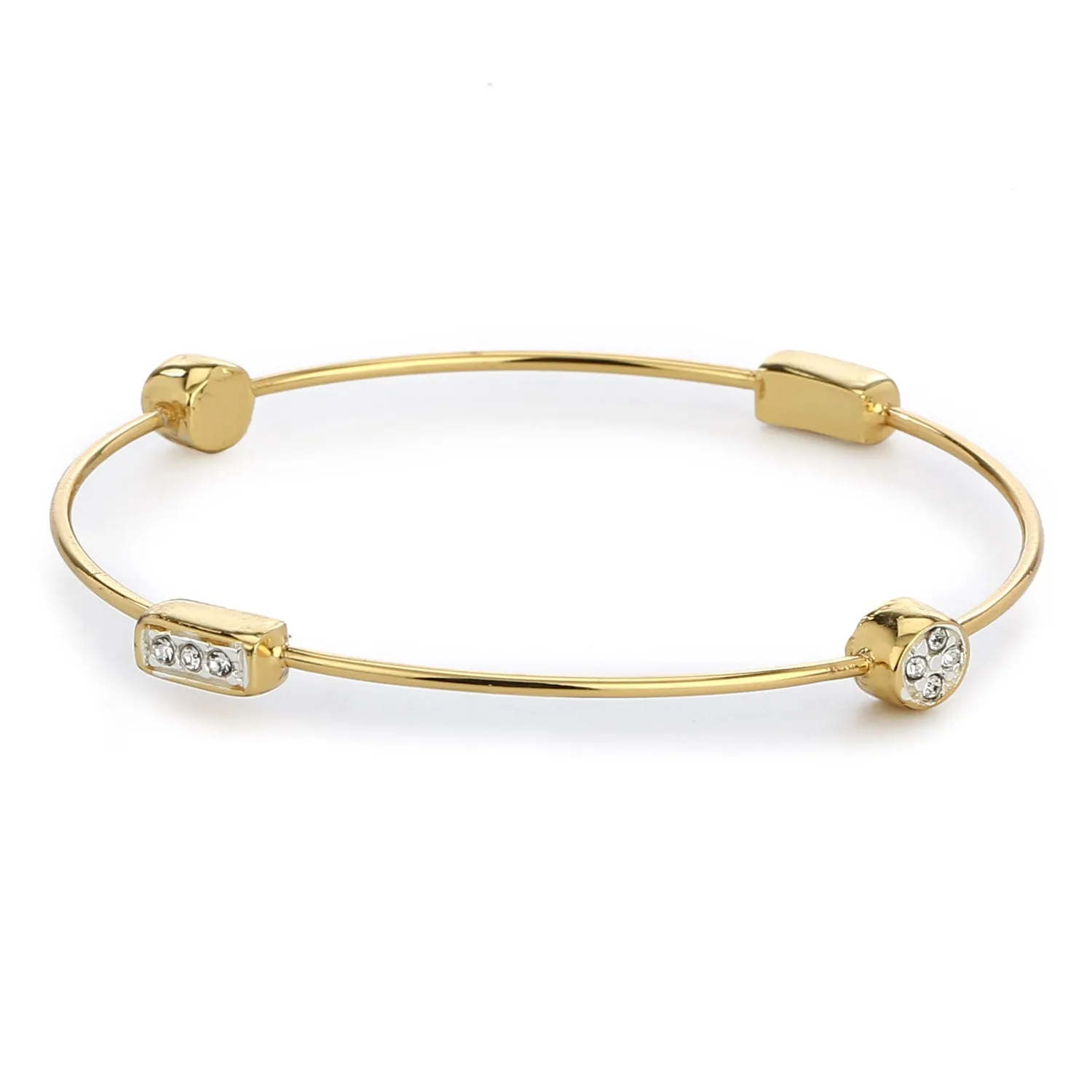 Estele Gold & Rhodium Plated White Austrian Crystal Stone Kadaa Bracelet For Girls And Women