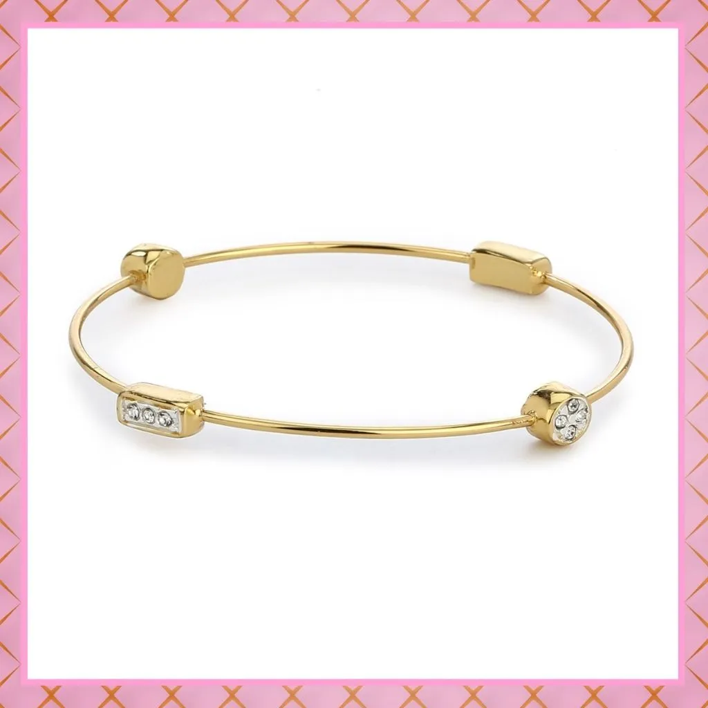 Estele Gold & Rhodium Plated White Austrian Crystal Stone Kadaa Bracelet For Girls And Women