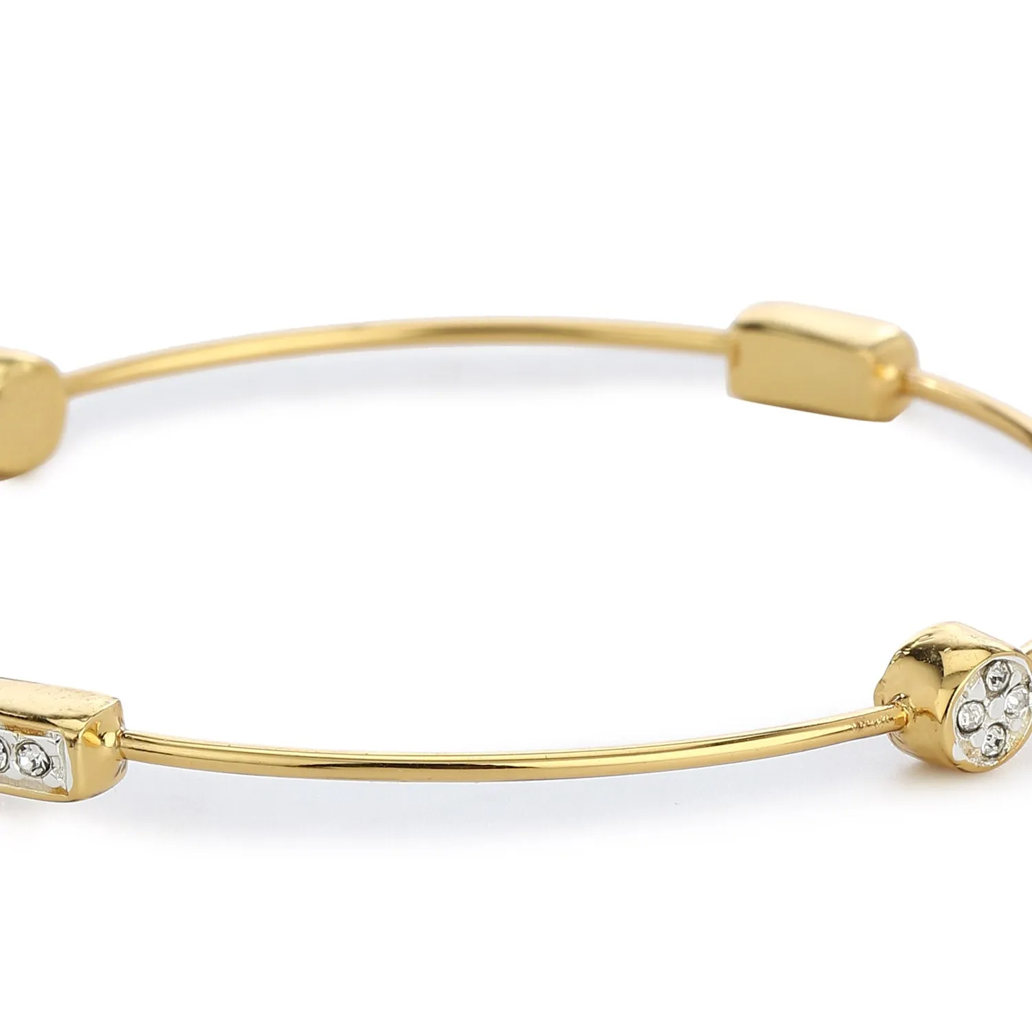 Estele Gold & Rhodium Plated White Austrian Crystal Stone Kadaa Bracelet For Girls And Women