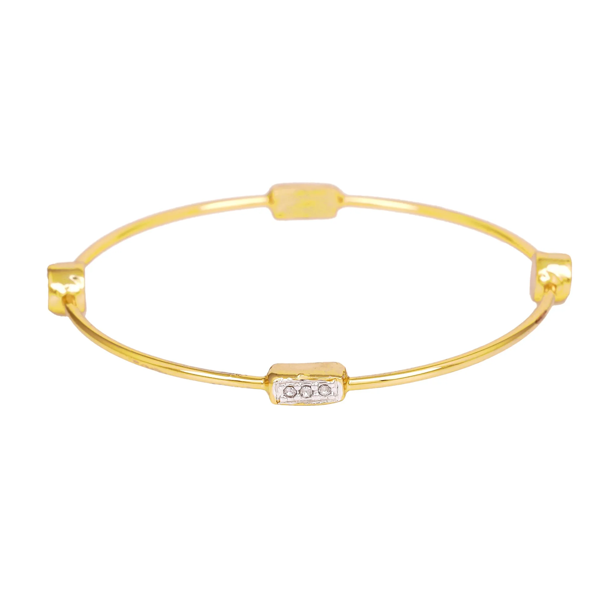 Estele Gold & Rhodium Plated White Austrian Crystal Stone Kadaa Bracelet For Girls And Women