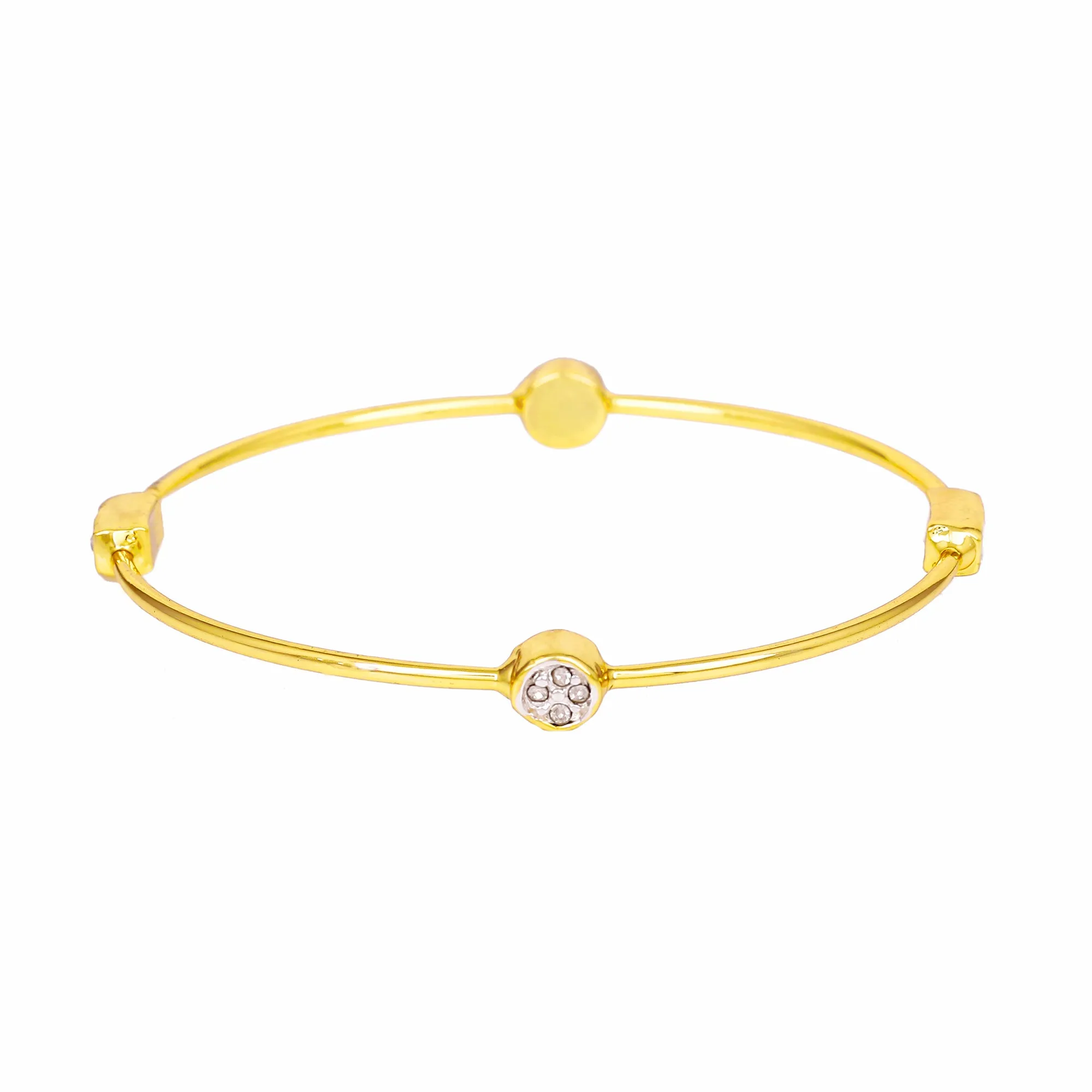 Estele Gold & Rhodium Plated White Austrian Crystal Stone Kadaa Bracelet For Girls And Women
