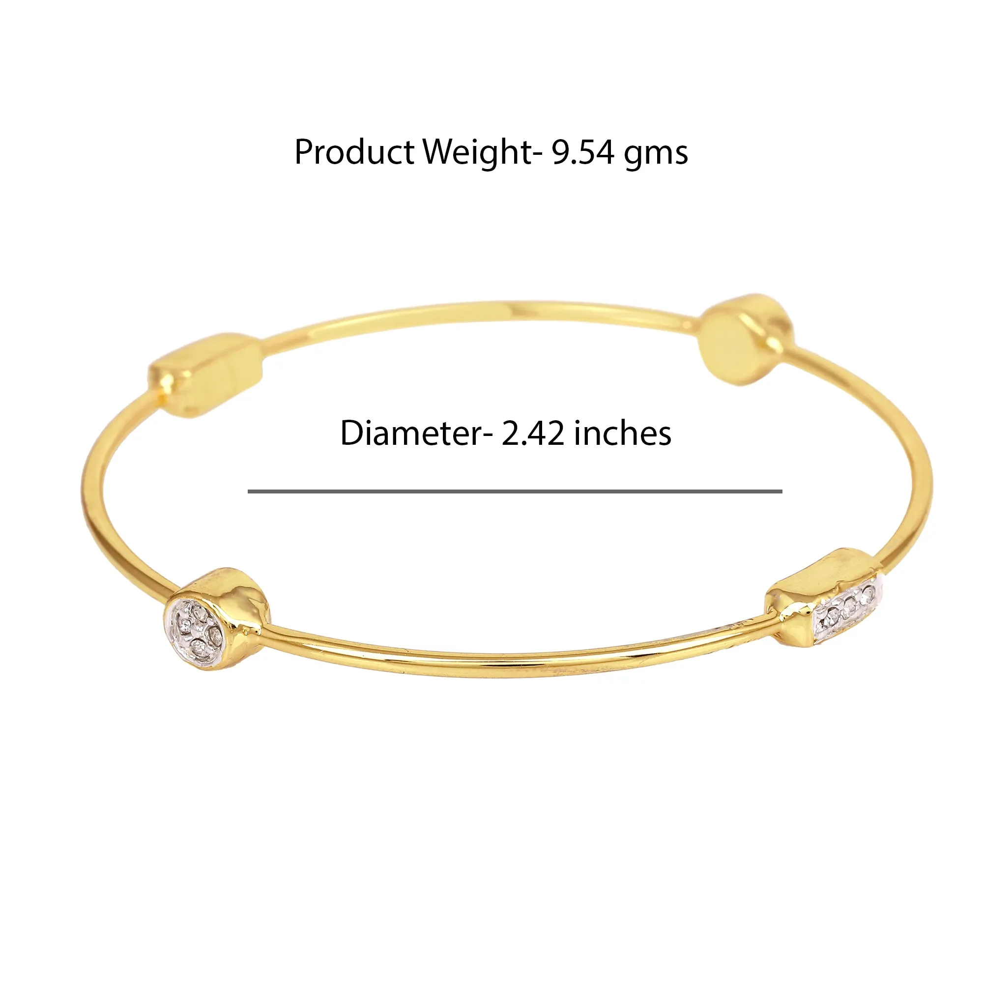 Estele Gold & Rhodium Plated White Austrian Crystal Stone Kadaa Bracelet For Girls And Women