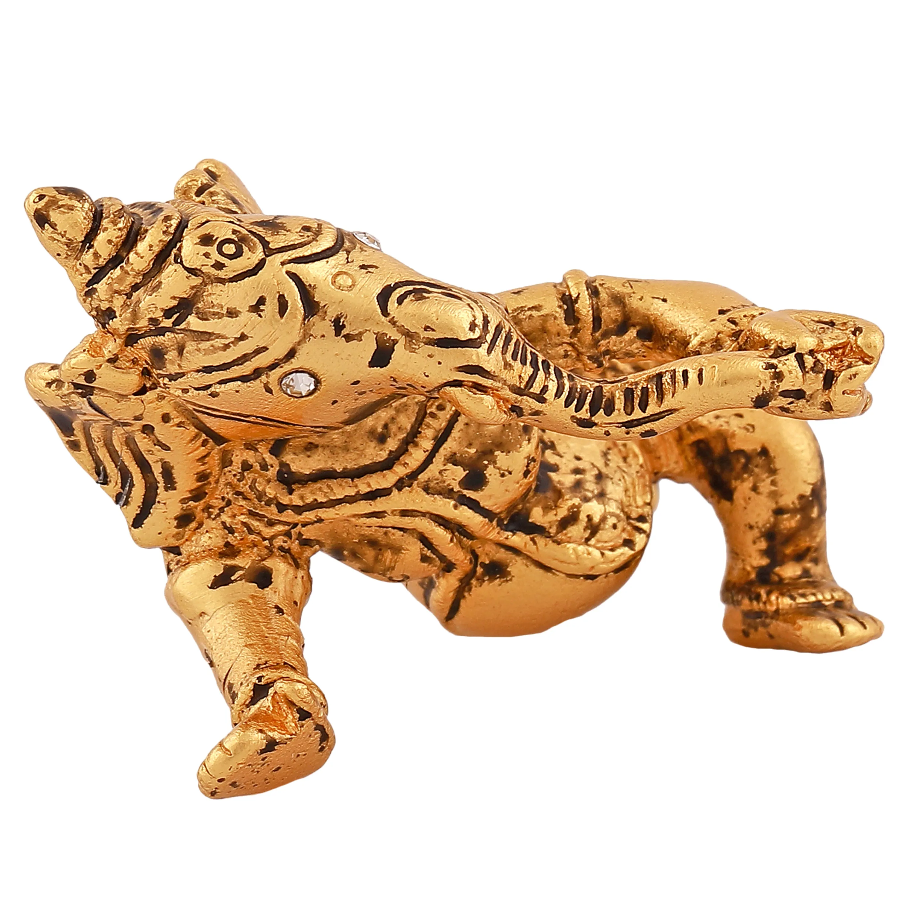 Estele Gold Plated Antique Spiritual Lord Bal Ganesh Idol for Gifts & House Warming/Home/Office Decors.