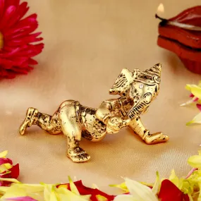 Estele Gold Plated Antique Spiritual Lord Bal Ganesh Idol for Gifts & House Warming/Home/Office Decors.