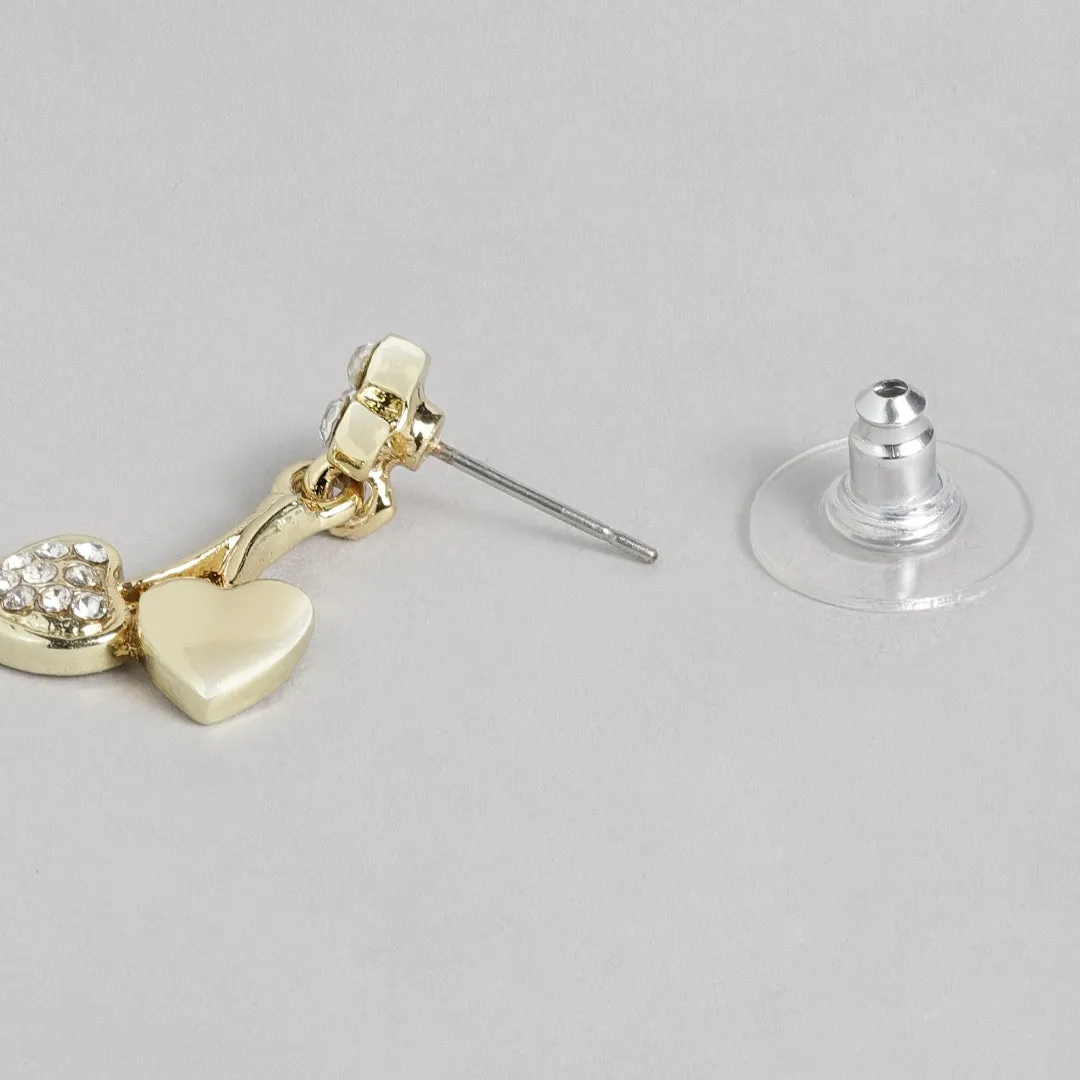 Estele Gold Plated Cherry Hearts Drop Earrings for women
