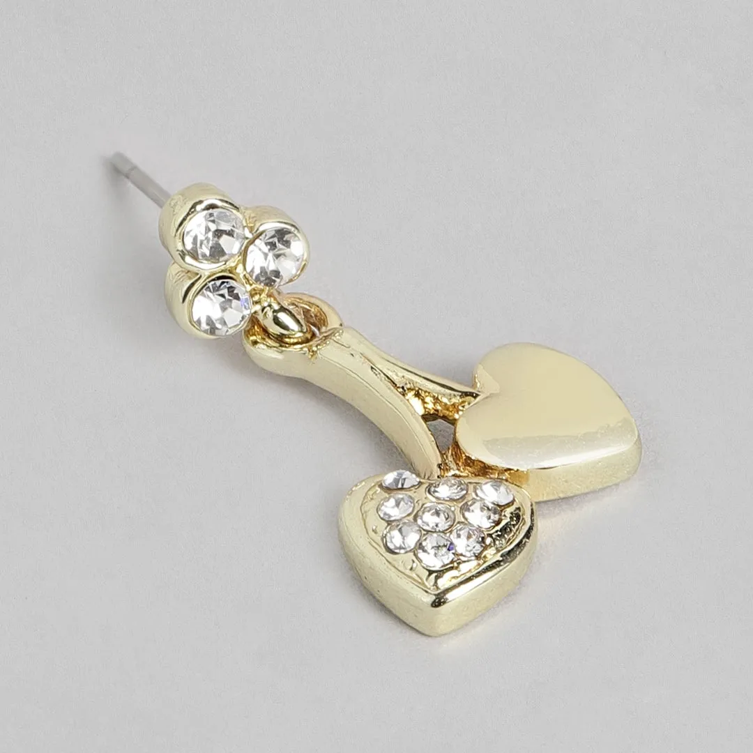 Estele Gold Plated Cherry Hearts Drop Earrings for women