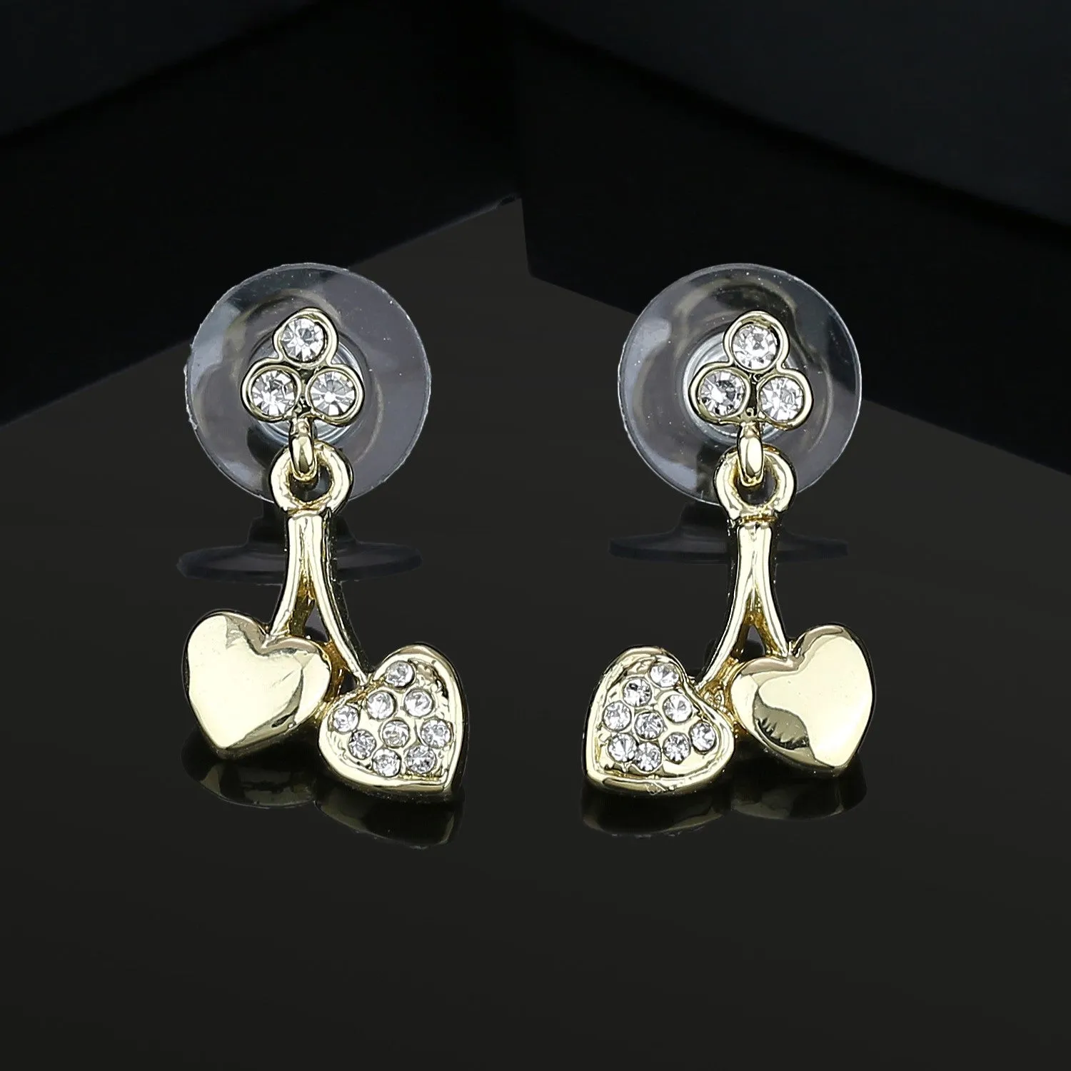 Estele Gold Plated Cherry Hearts Drop Earrings for women