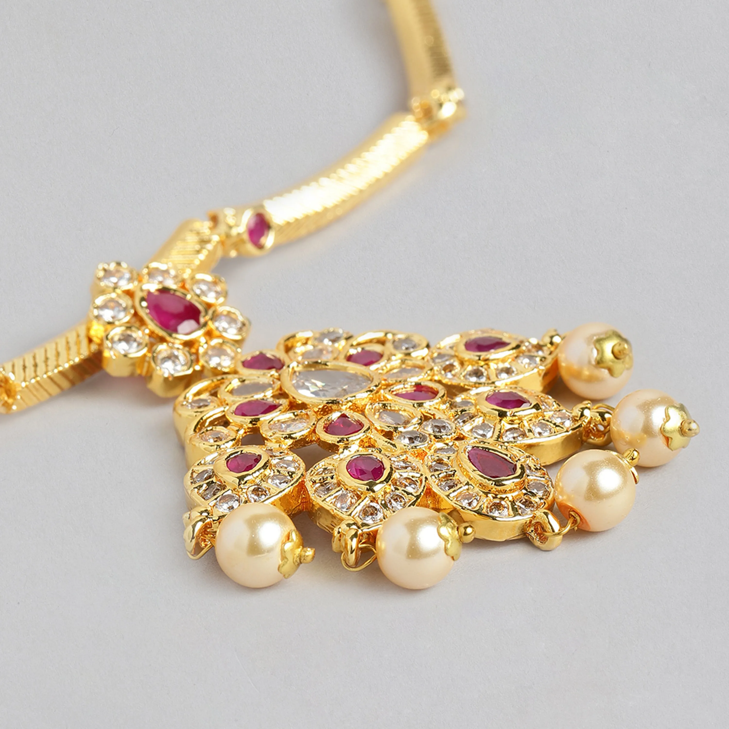 Estele Gold Plated CZ Beautiful Designer Necklace Set for Women
