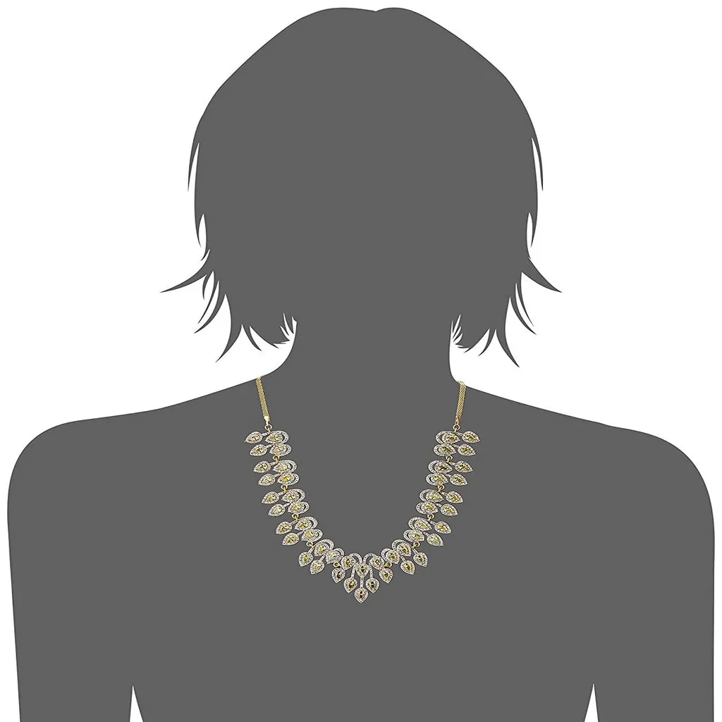 Estele Gold Plated CZ Sparkling Necklace Set for Women